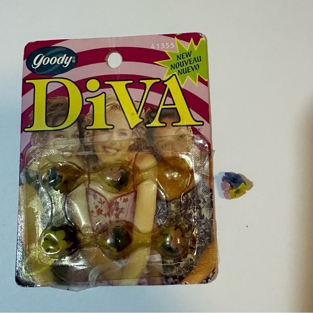 Vtg Y2K Goody Diva Flower Hair Snaps 6pc 1999 3D
